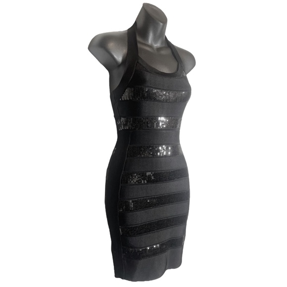 NWT French Connection Sequin Striped Halter Mini Dress - Picture 2 of 7